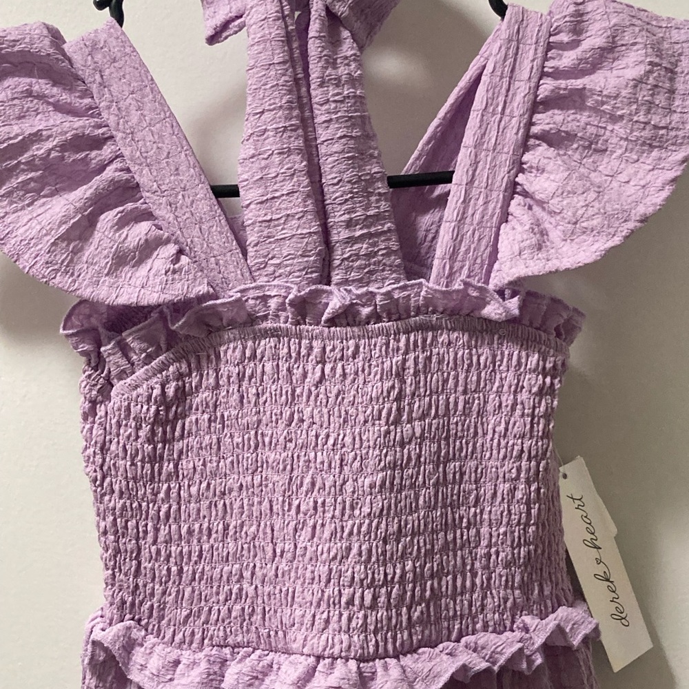 Lavender Ruffled Kids Dress - Picture 2 of 4